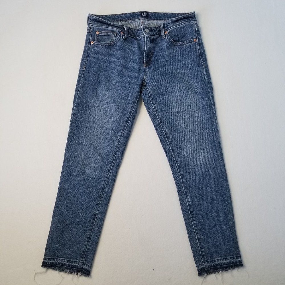 Gap Denim Jeans Raw Hem Mid Rise Cropped Ankle Women's 27